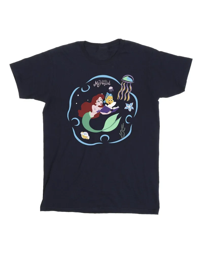 Disney The Little Mermaid Reading A Book" T-Shirt für Herren (Marineblau Marineblau