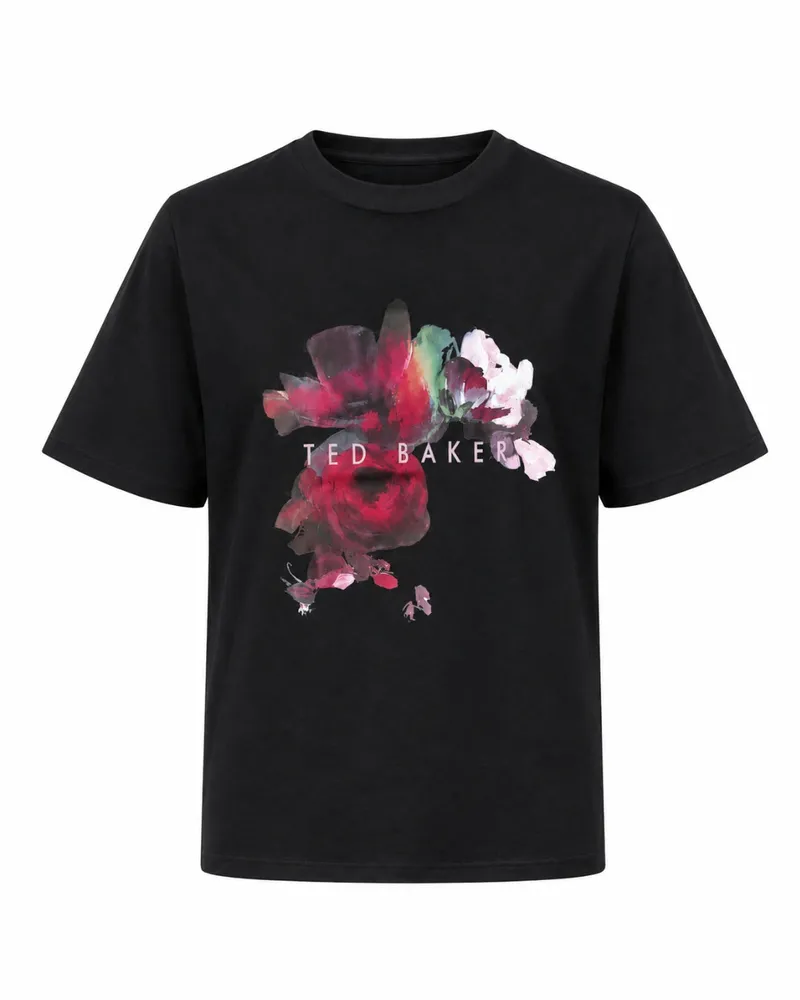 Ted Baker Phina T‑Shirt mit Floral Bloom‑Print - Schwarz Schwarz