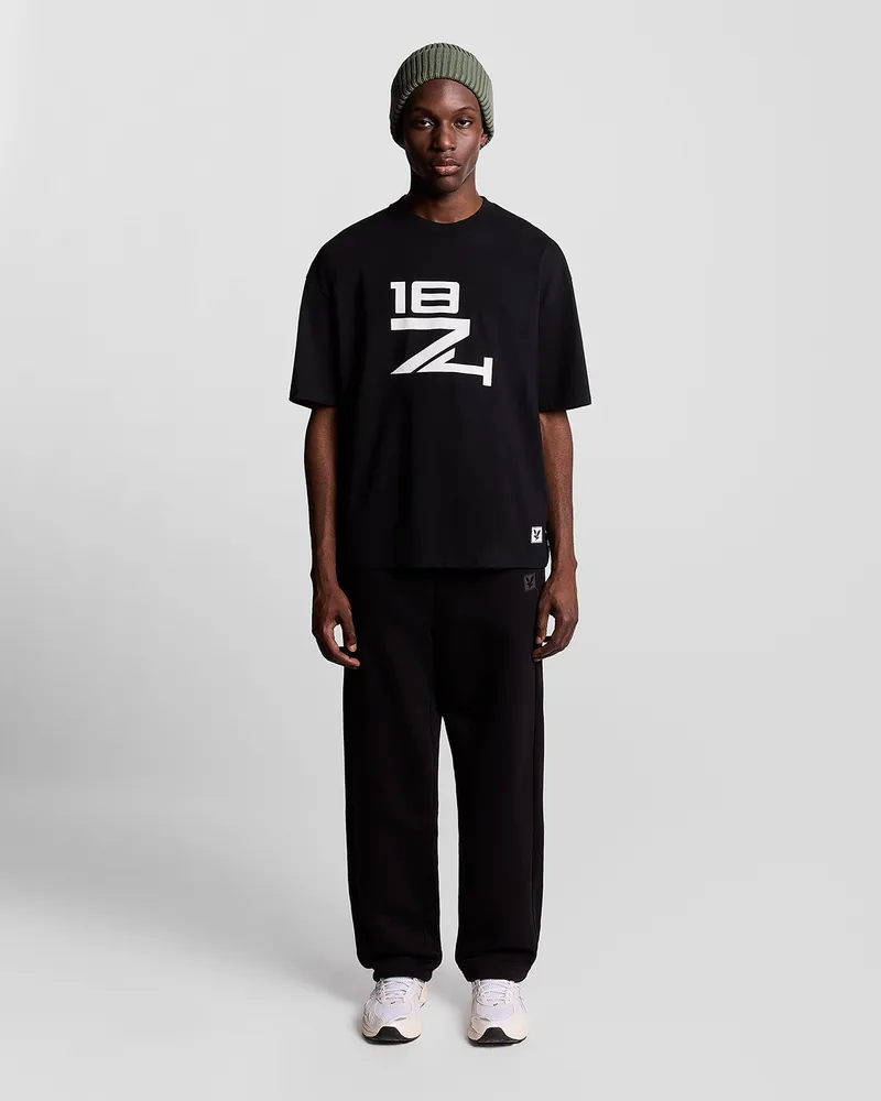 Lyle & Scott Lounge Jogginghose mit geradem Bein – Schwarz Schwarz
