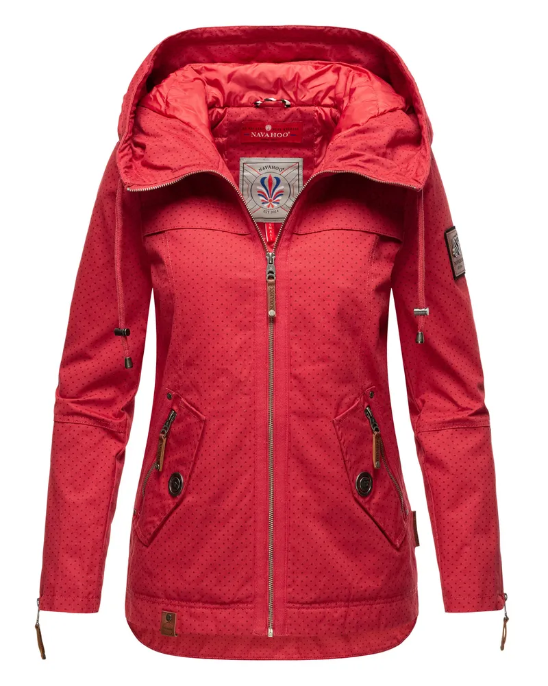 NAVAHOO Damen Übergangsjacke Wekoo – Leichte Baumwolljacke mit Kapuze Rot