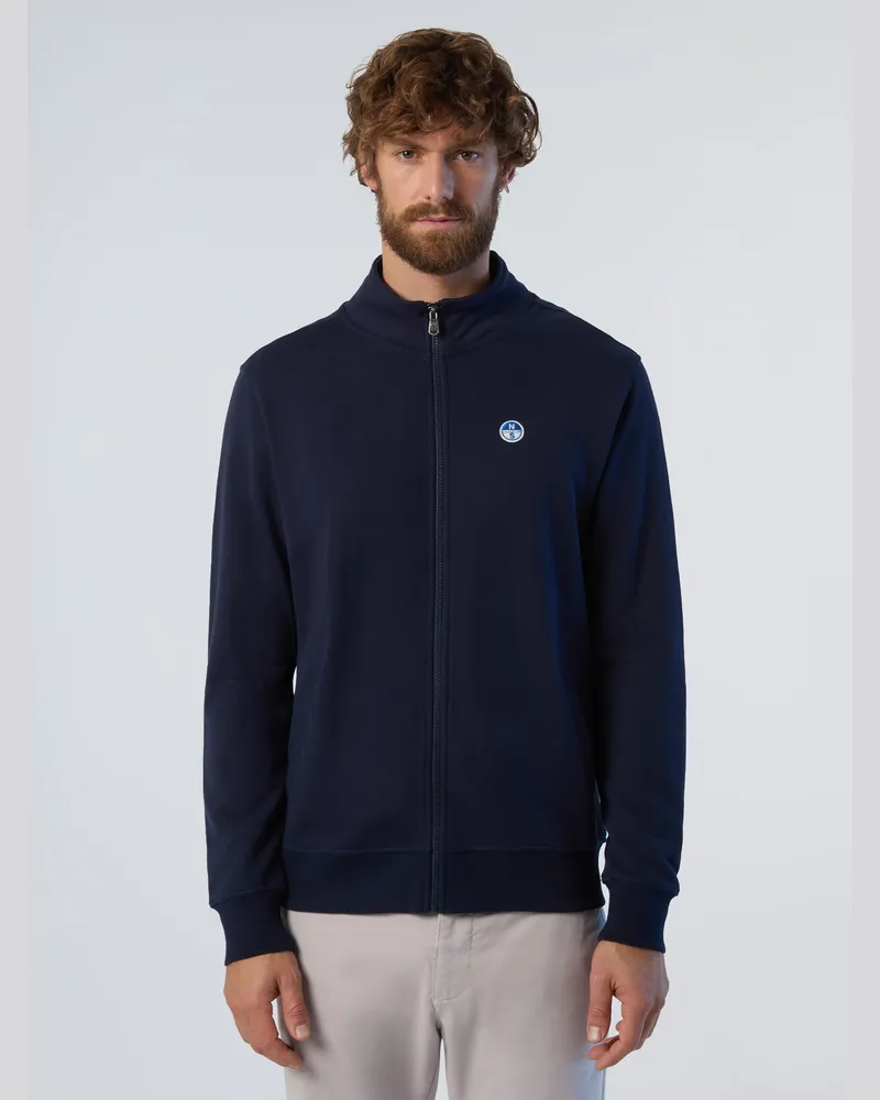 North Sails Sweatshirt Durchgehender Reißverschluss mit Logo-Patch Blau