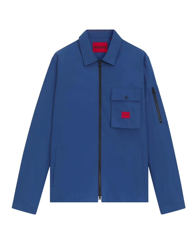 HUGO BOSS Hemdjacke für Herren, Baumwolle (Mittelblau Mittelblau