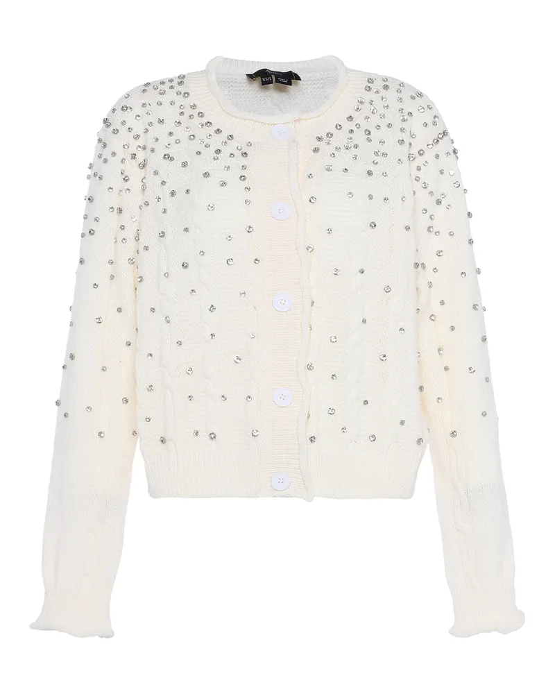 FAINA Pullover für Damen, gerippte Bündchen - Wollweiß Wollweiß