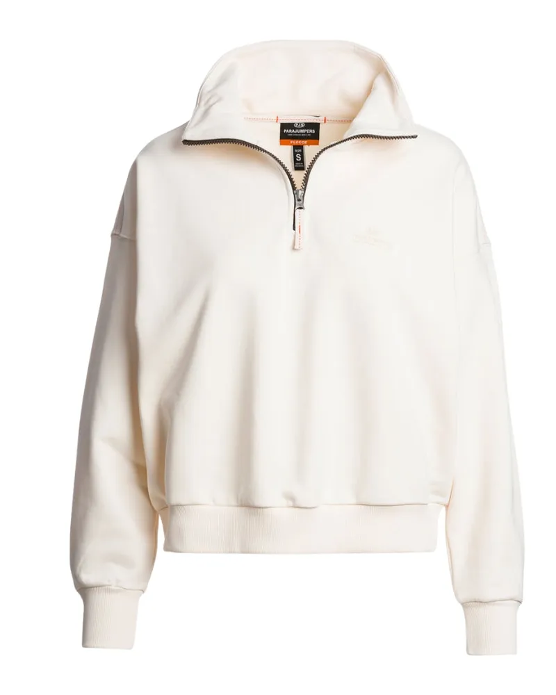 Parajumpers Sweatshirt „zendaya Moonbeam" In Weiß Mit Halbem Reißverschluss Weiß