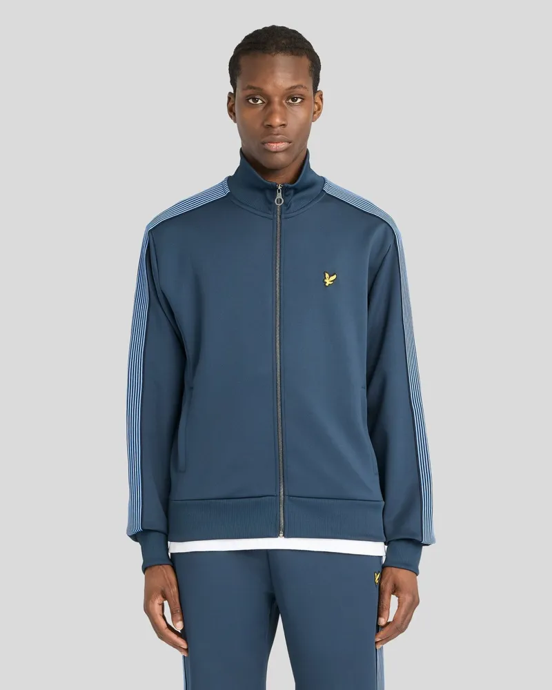 Lyle & Scott Gestreifte Trainingsjacke mit Tape Marineblau