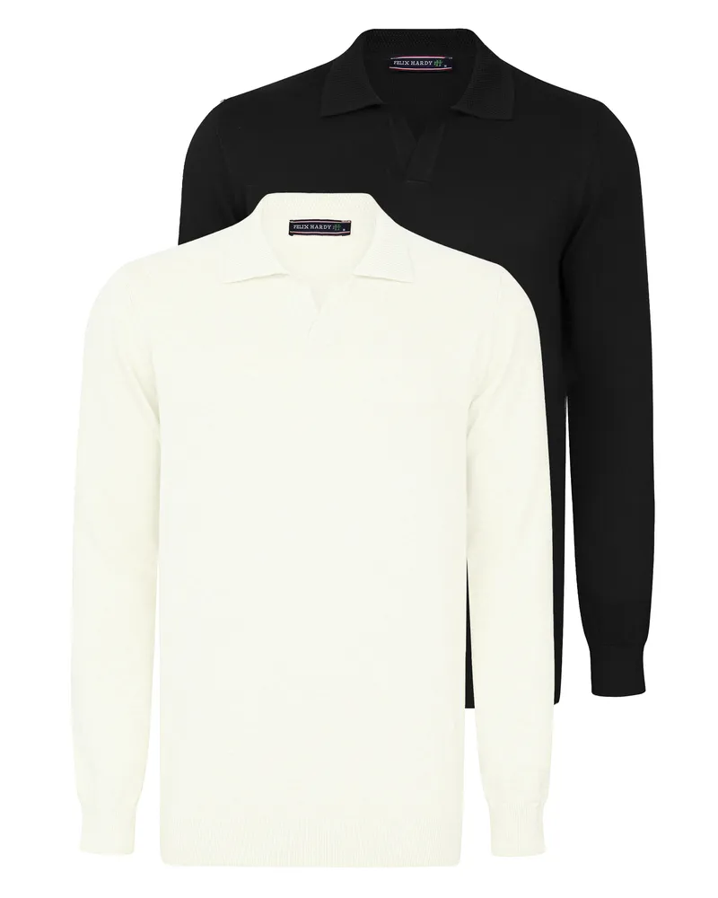 Felix Hardy Pullover Pullover Mit Polo-Kragen 2Er-Pack Schwarz