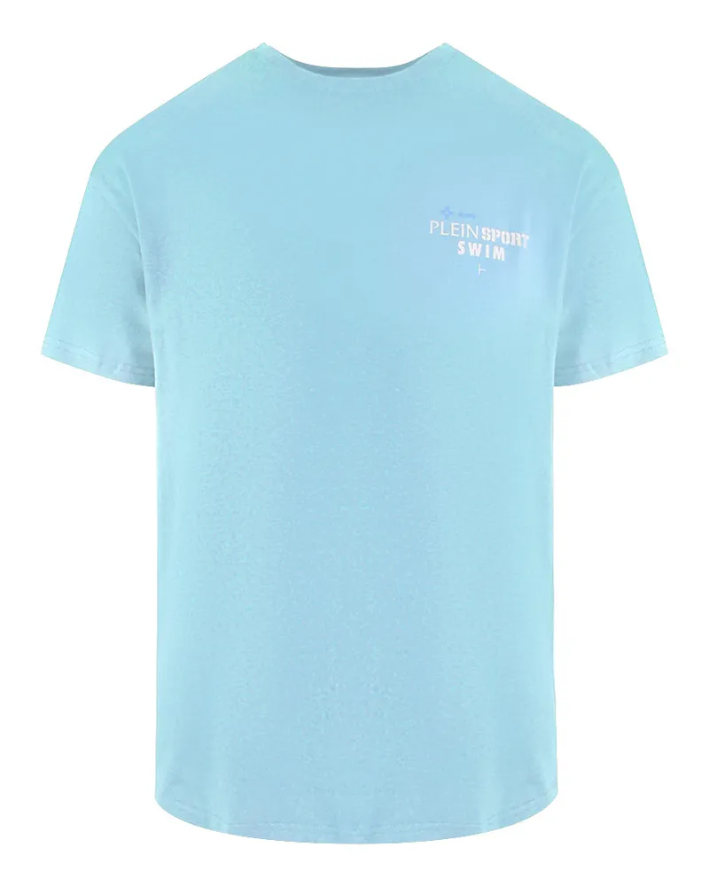 Philipp Plein Geo Logo Stretch Blaues T-shirt Blassblau