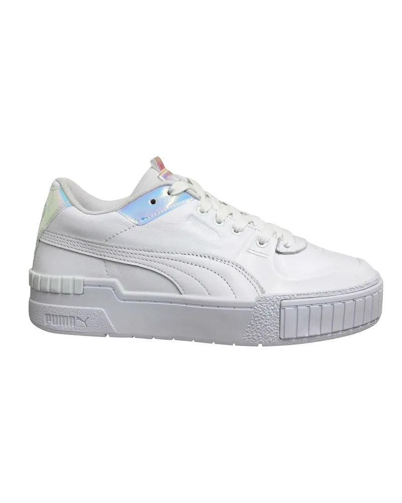 Puma Cali Sport Glühen weiße Leder niedrige Schnüre -up -Womens Trainer 373083 01 Weiß