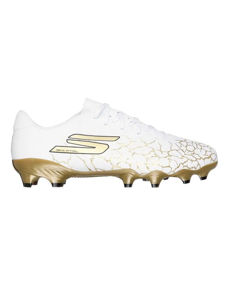 Skechers SKX 1.5" Zerbrochen Fußballschuhe mit festem Boden für Herren/Damen Unisex (Weiß/Gold Weiß