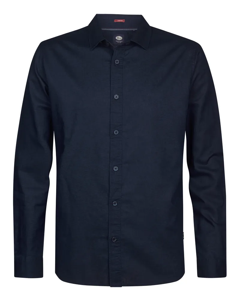 Petrol Industries Einfarbiges Leinenmix-Hemd Canyonero Herren Marineblau