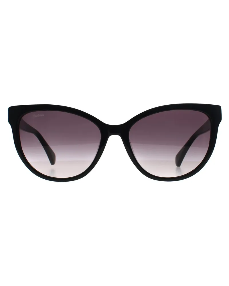 Max Mara Rund Damen Glänzend Schwarz Rauch Grau Gradient MM0058 Logo 13 Schwarz