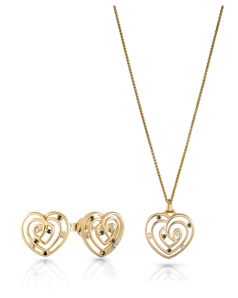 Orphelia Euphoria' Damen 925 Sterling Silber Set: Halskette-Anhänger + Ohrringe - Gold SET-7522/G Gold