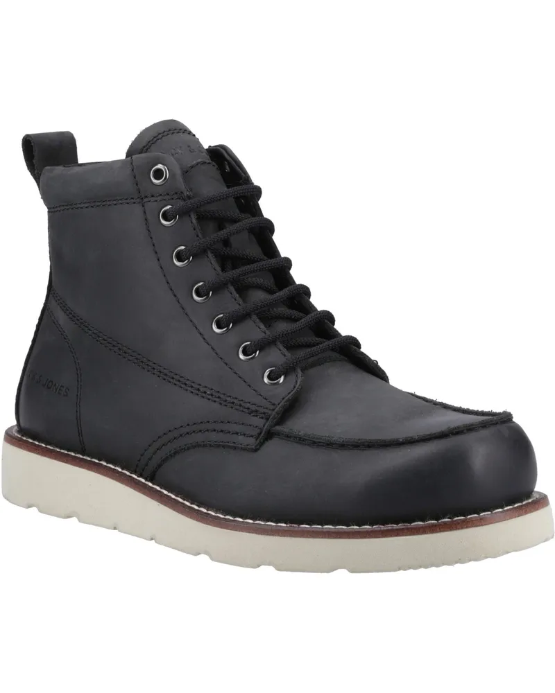 Jack & Jones Toronto Leather Herren schwarze Stiefeletten Schwarz