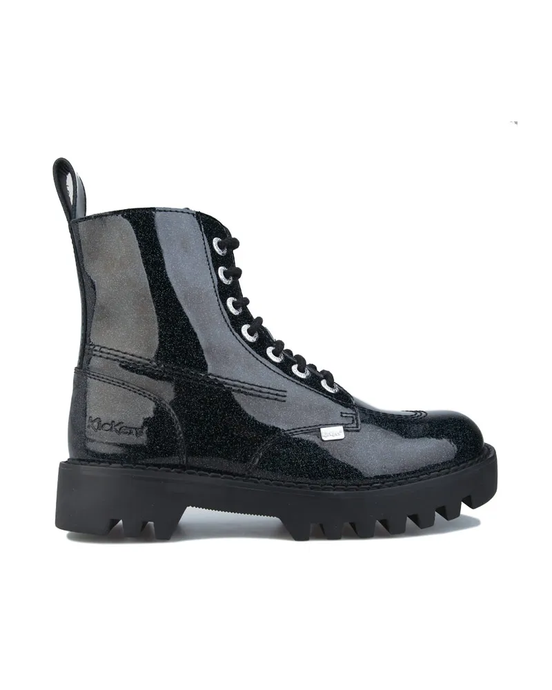 Kickers Kizziie Higher Lackleder Damenstiefel in Schwarz Schwarz