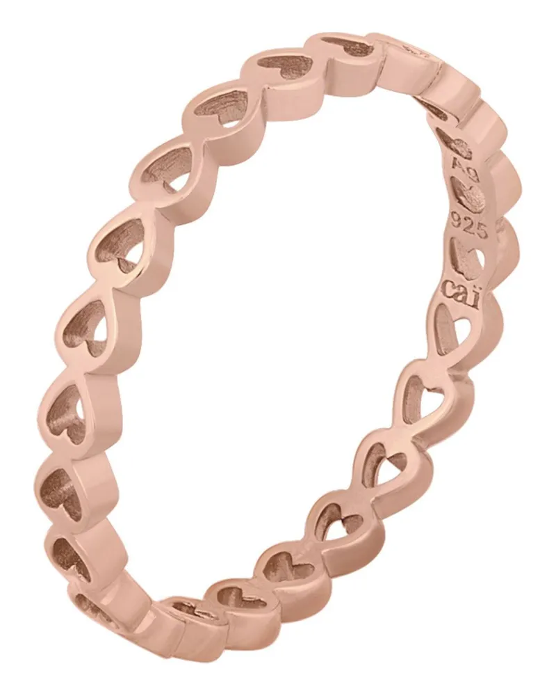 cai Ring 925/- Sterling Silber rosévergoldet Herz Stacking Roségold