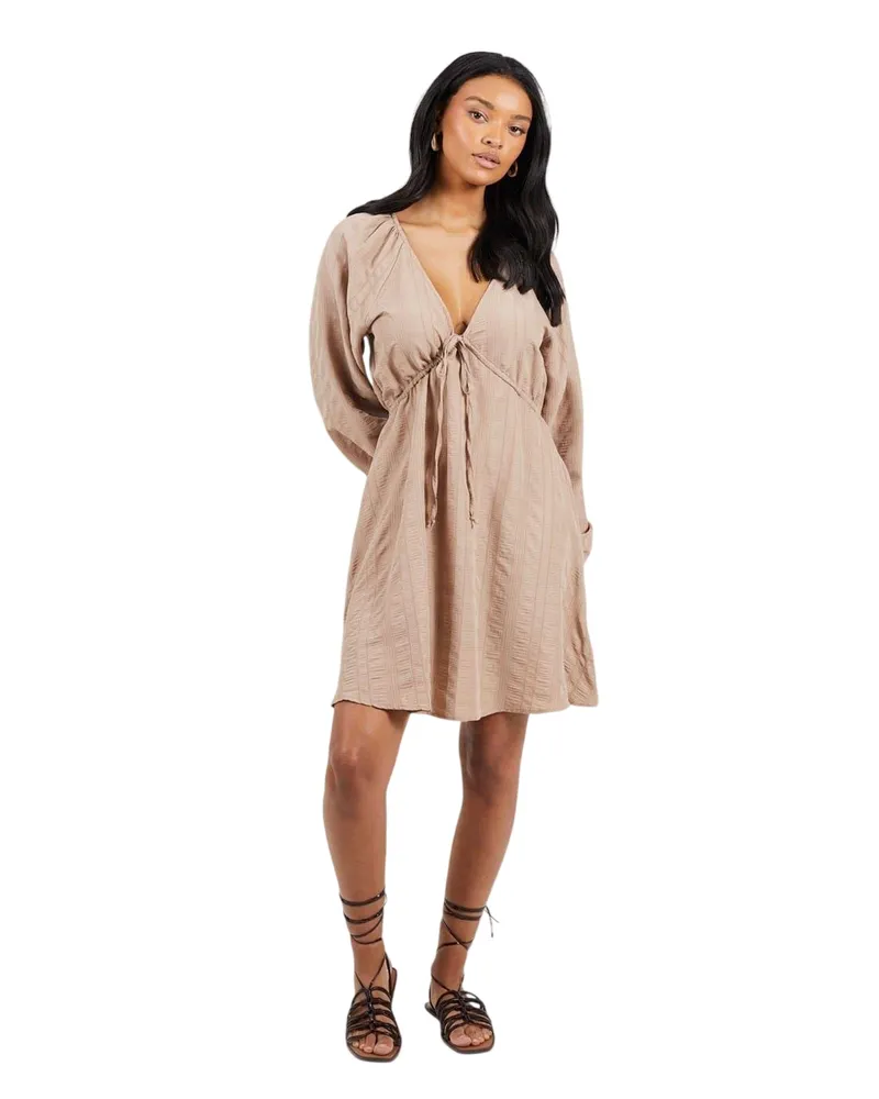 Brave Soul Minikleid für Damen, A-Linie (Braungrau Taupe