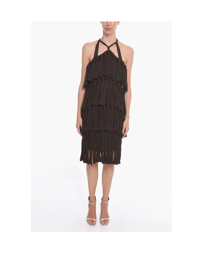 Bottega Veneta Neckholder-Kleid LOOPS aus Seidenmischung in Braun Braun
