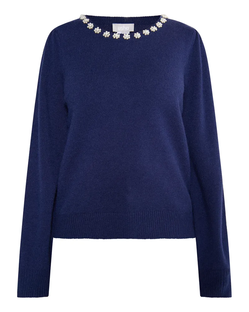 Usha Pullover mit Perlen Damen Marine Marineblau