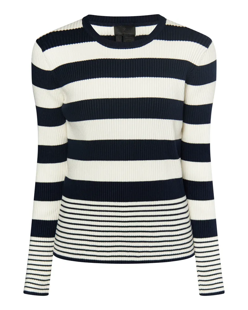 DreiMaster Strickpullover Damen Meereswollweiß Marineblau