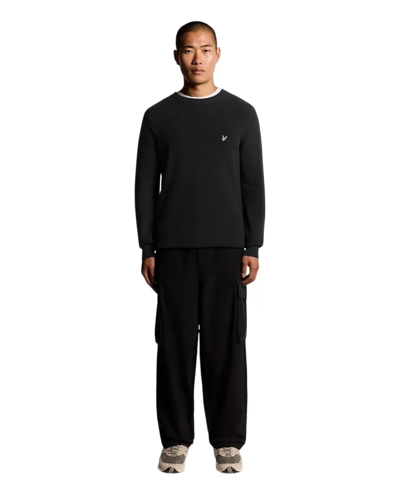 Lyle & Scott Pullover für Herren, gerippt, Raglanärmel (Schwarzeis Schwarz