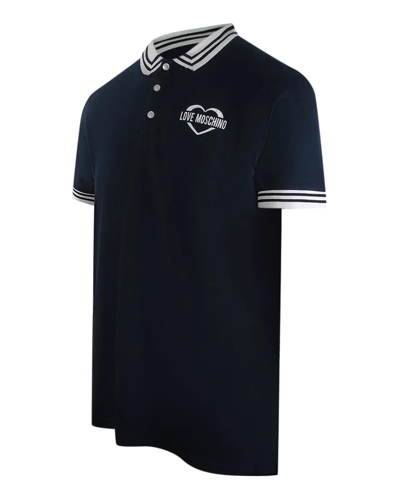 Moschino Love  Marineblaues Poloshirt Mit Kleinem Herzlogo Marineblau