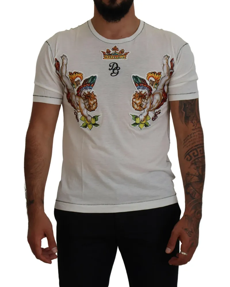 Dolce & Gabbana Lässiges T-Shirt mit Engel-Motiv Weiß