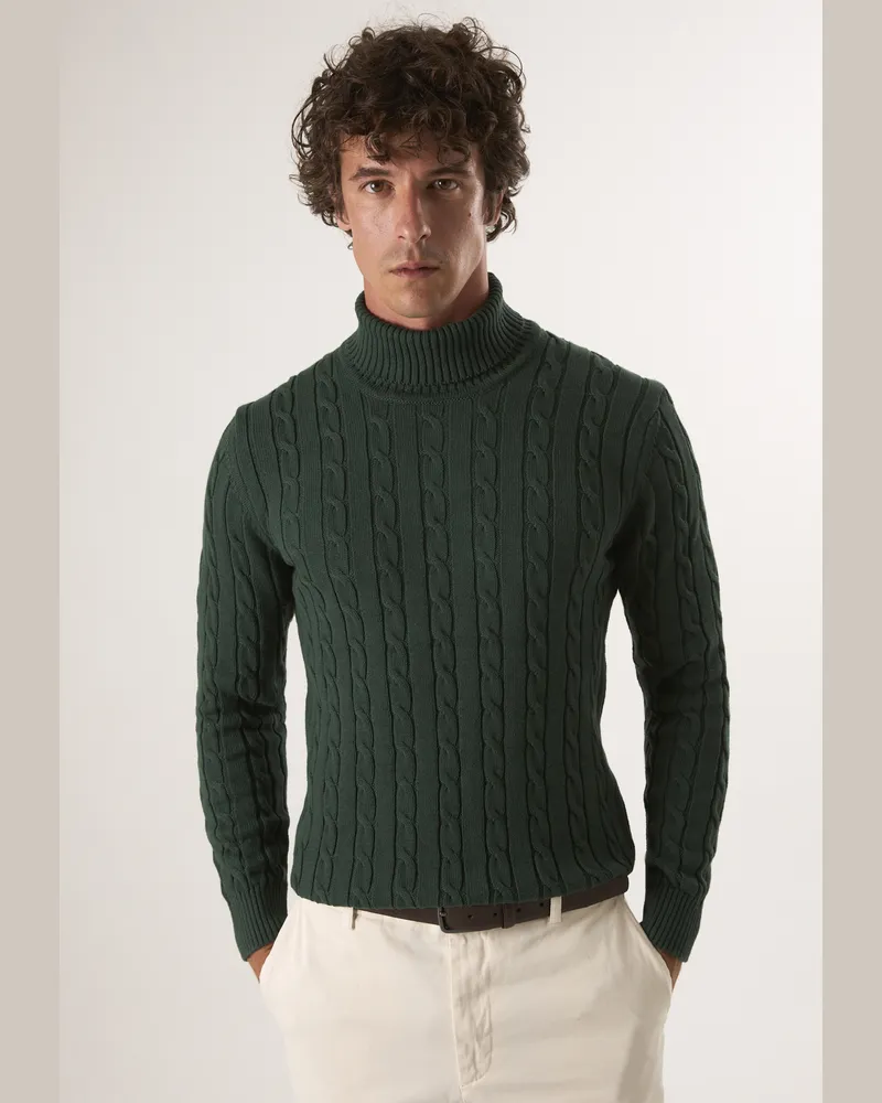 Felix Hardy Pullover Rollkragenpullover Mit Zopfmuster Dunkelgrün