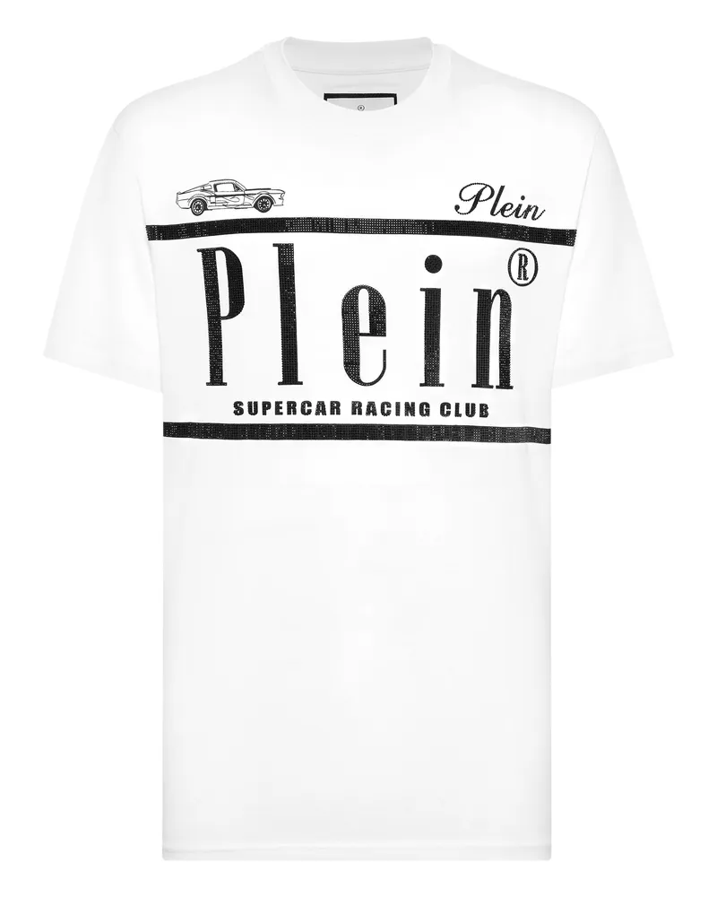 Philipp Plein Rundhals-T-Shirt Racing - Weiß Weiß