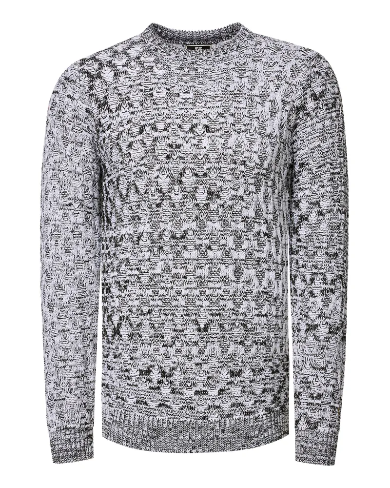 Rusty Neal Used-Look Karomuster Rundhals-Pullover Grau