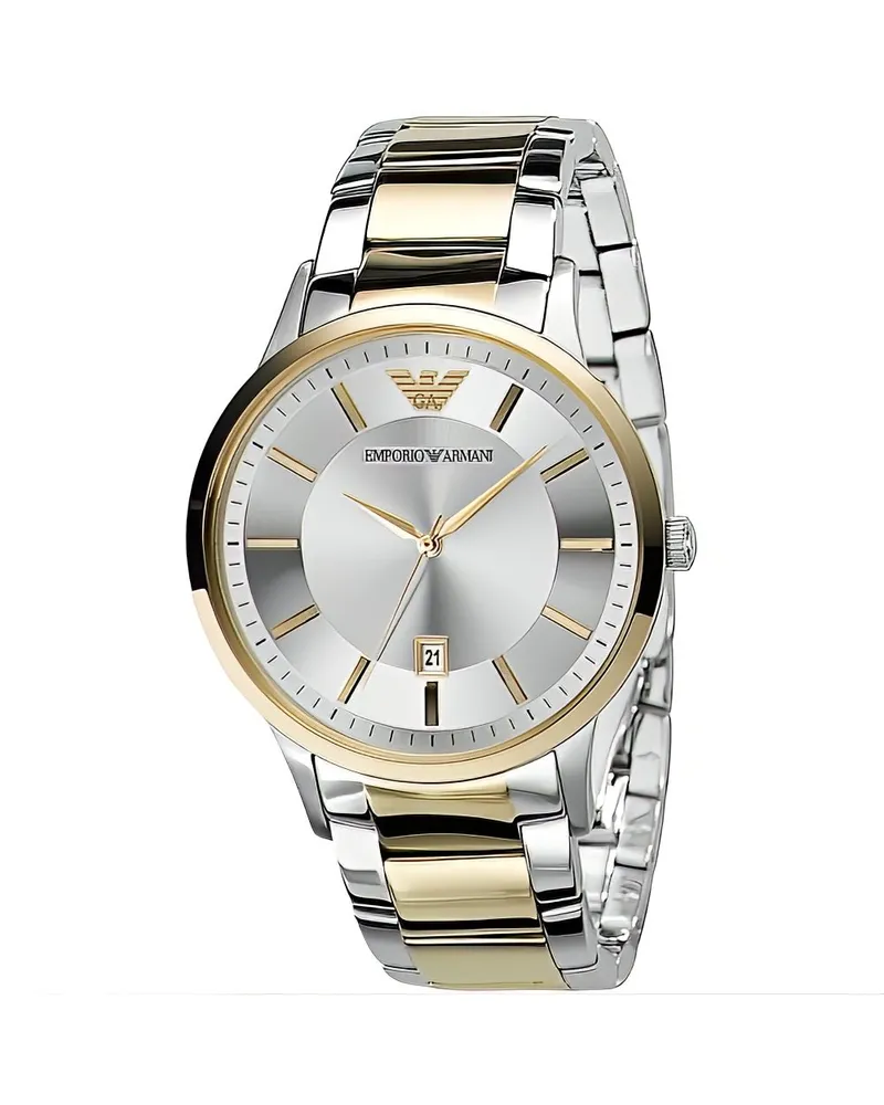 Emporio Armani AR2449 Herren Zweifarbiges Sportuhr Silber