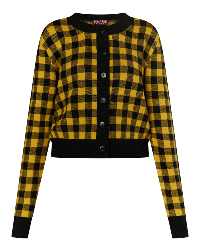 My Mo Strickjacke Damen Schwarz Gelb Gelb
