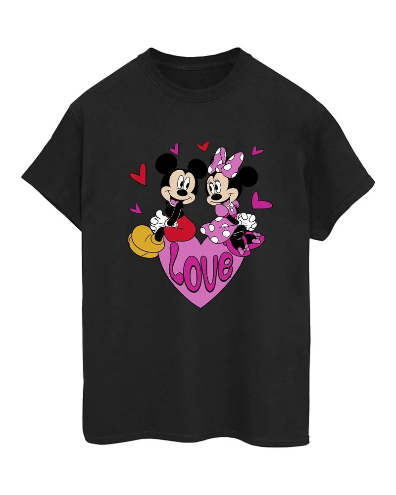 Disney Love Heart" T-Shirt für Damen (Schwarz Schwarz