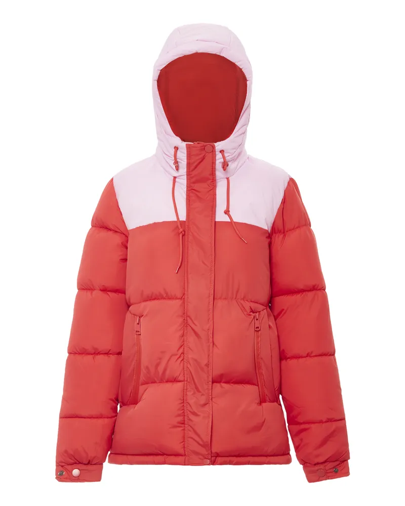 My Mo Wattierte Steppjacke Damen Sommerrot Süßes Pink Rot