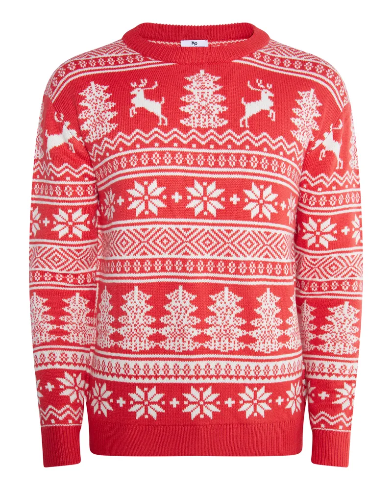 My Mo X-Mas-Pullover Herren Rot Weiss Weiß
