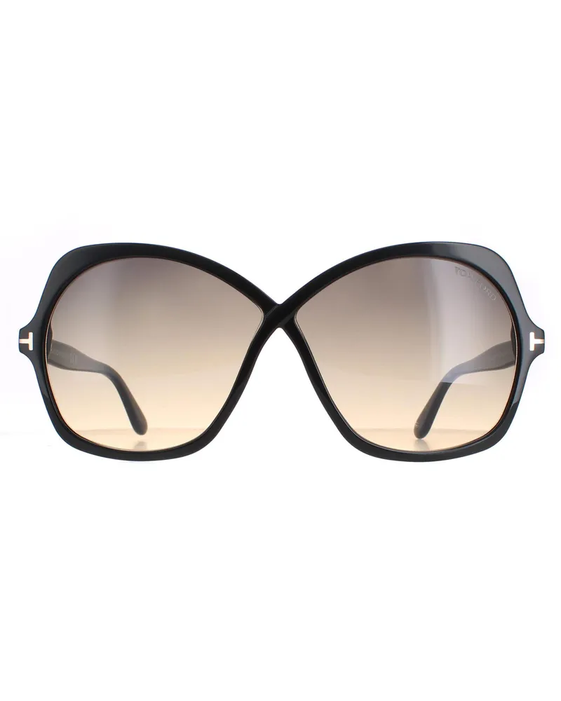 Tom Ford Butterfly Womens Glänzend Schwarz Rauch Gradient Rosemin FT1013 Schwarz
