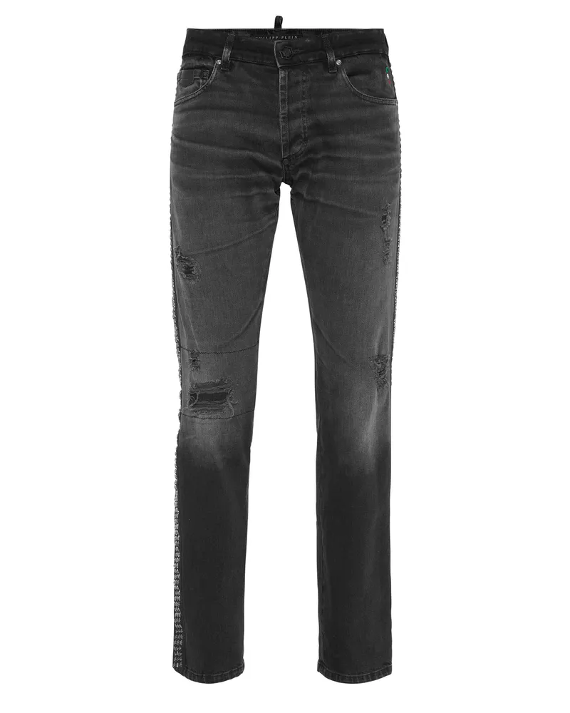 Philipp Plein Supergerader Schnitt Stars Grau