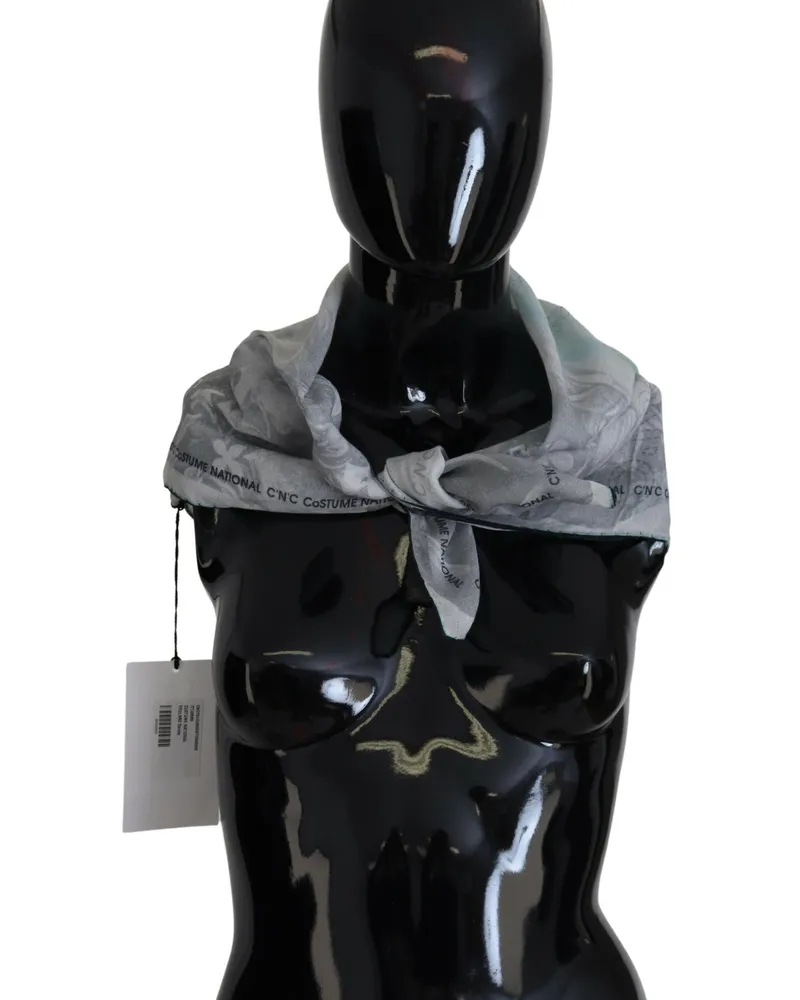 CoSTUME NATIONAL Seidene quadratische Schal Hellgrau
