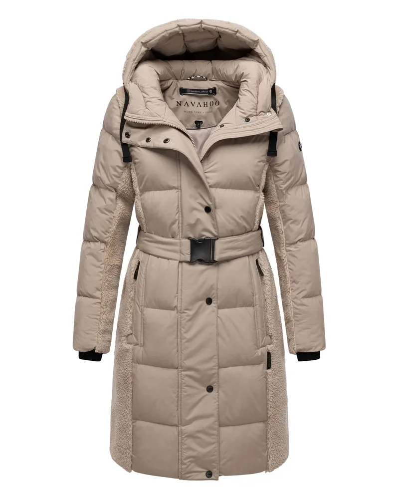 NAVAHOO Damen Wintermantel Funkelteddy – stilvoll, warm & modern Grau