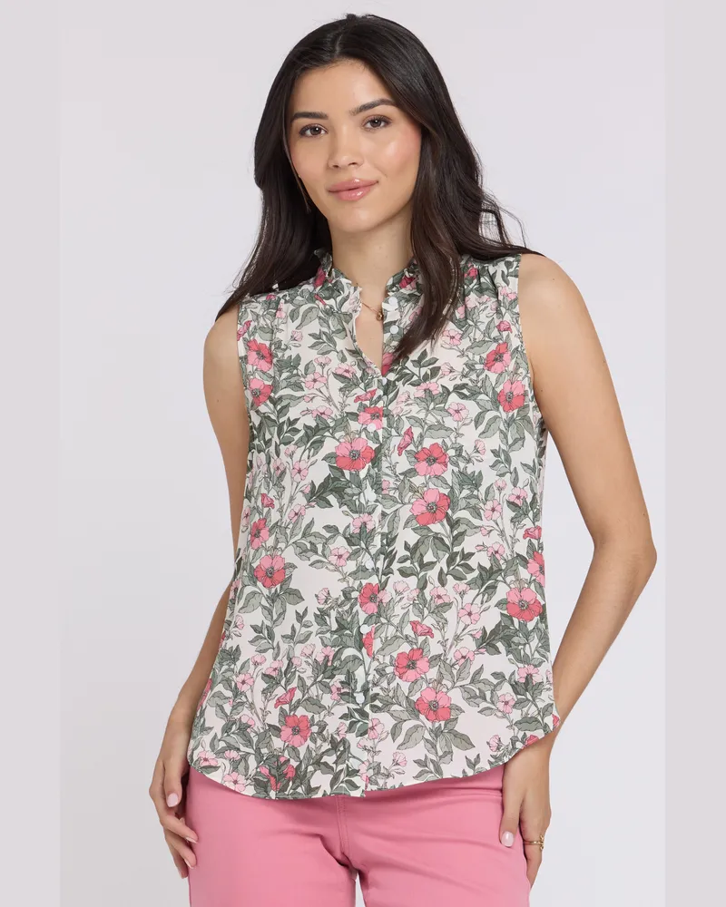 NYDJ not your daughter's Jeans  Ärmellose Bluse mit Rüschenausschnitt Rosé