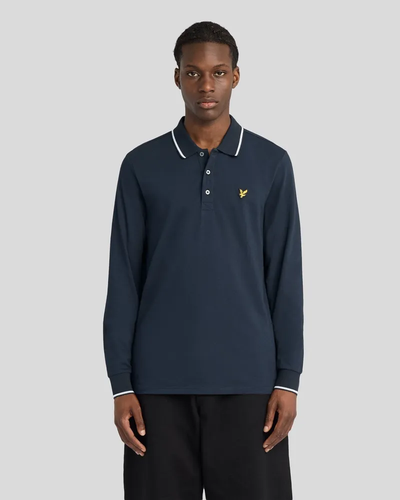 Lyle & Scott Tipped Langarm-Poloshirt Blau