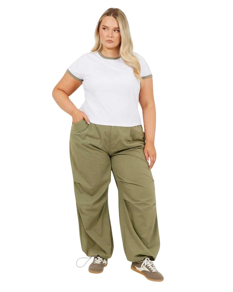 Brave Soul T-Shirt für Damen, Rundhalsausschnitt, Plus (Weiß/Khaki Weiß