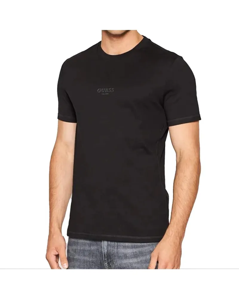 Guess Herren-T-Shirt mit klassischem Logo, Modell Vorne Schwarz