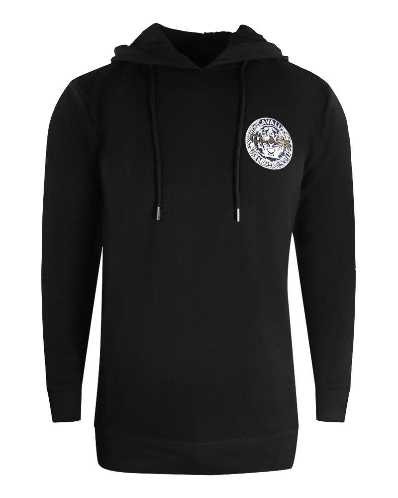 Roberto Cavalli Kapuzenpullover in Schwarz mit grossem Kreis-Design Schwarz