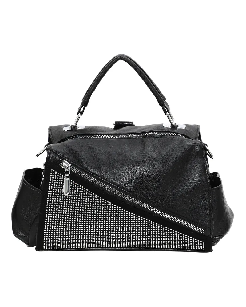 FAINA Handtasche Damen schwarz silber Schwarz