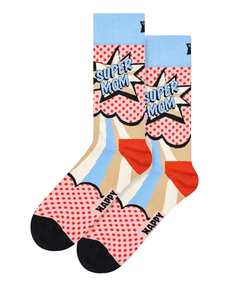 Happy Socks Beste Mama Socken |  | Neuheiten Super Mama Socken | Geschenke für Mama - Rot Mehrfarbig