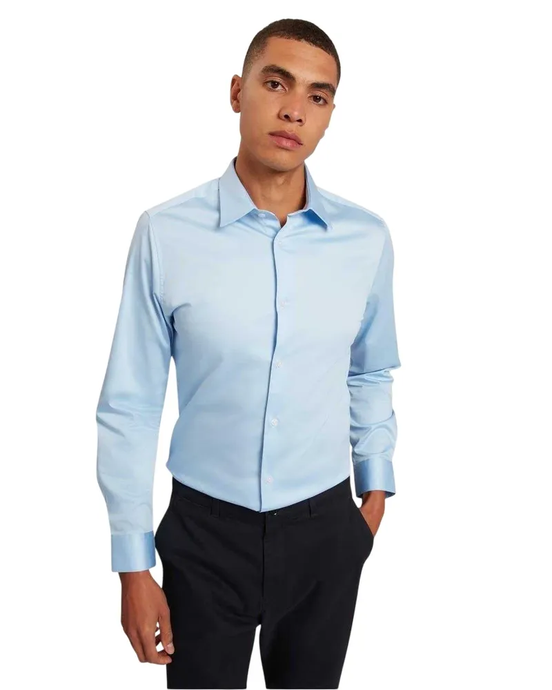 Ted Baker Hemd für Herren, Mit Kragen, Oxford-Stil, Langärmlig (Blassblau Blau