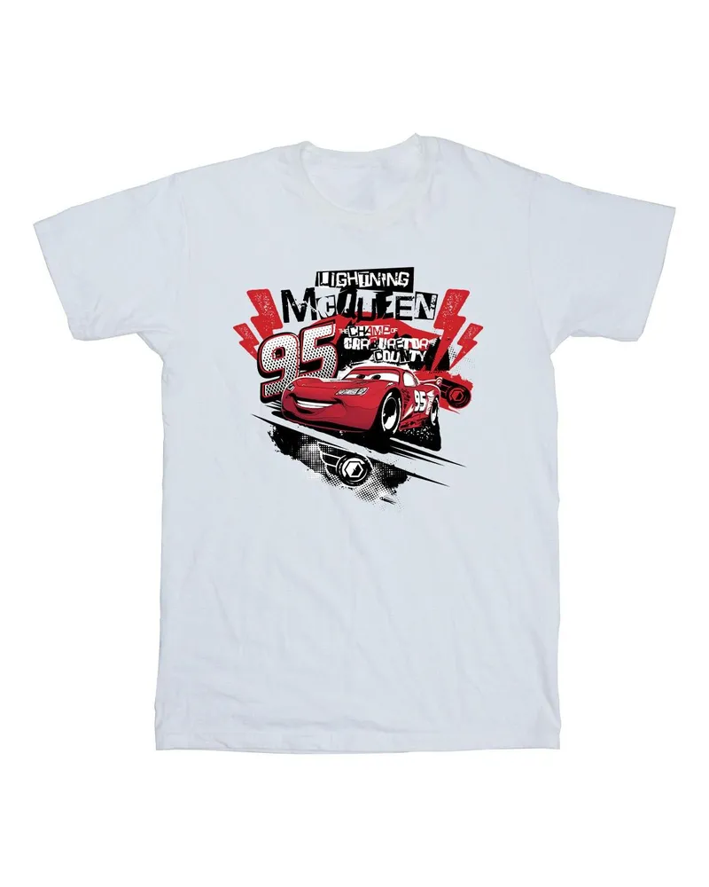 Disney Cars Lightning McQueen Collage" T-Shirt für Herren (Weiß Weiß