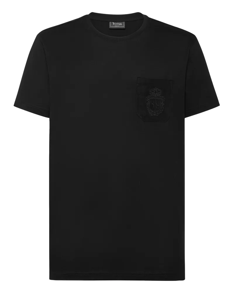 Billionaire T-Shirt mit rundem Ausschnitt und Wappen - Schwarz Schwarz