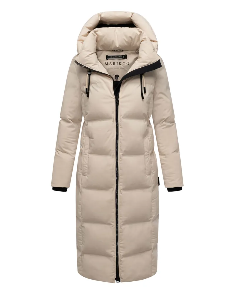 Marikoo Damen Winter Steppmantel Tikoraa mit abnehmbarer Kapuze Beige