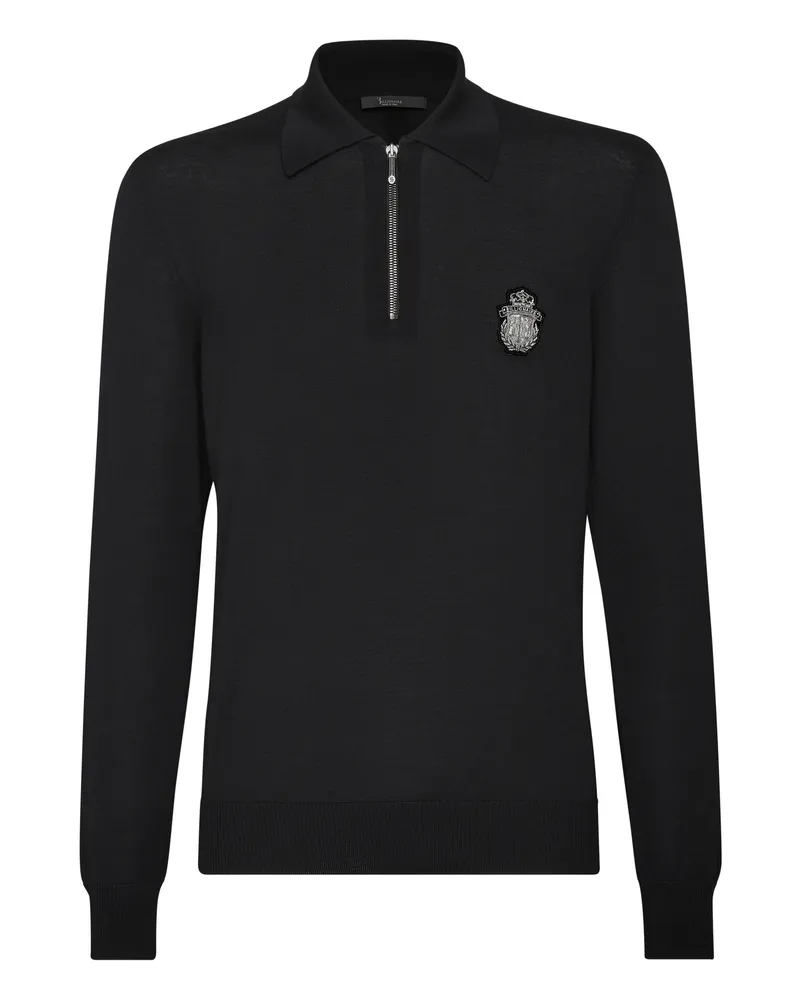 Billionaire Strickjacke Crest Schwarz